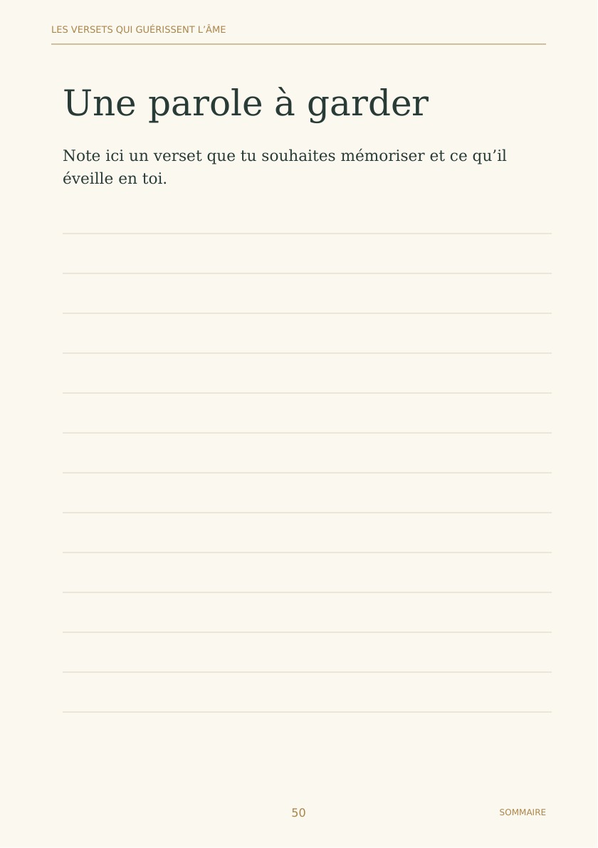 Page de notes Une parole à garder
